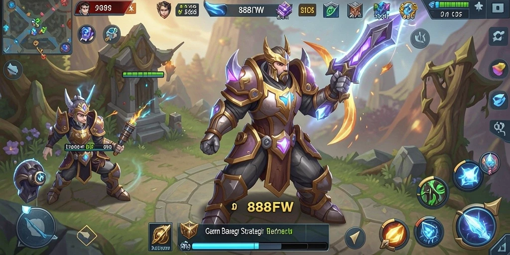 Tampilan gameplay menarik dalam 888FW yang menampilkan strategi SLG.
