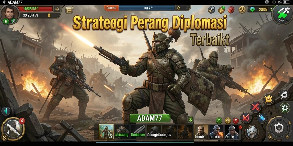 Screenshot gameplay ADAM77 menampilkan pertempuran strategis yang mendebarkan.