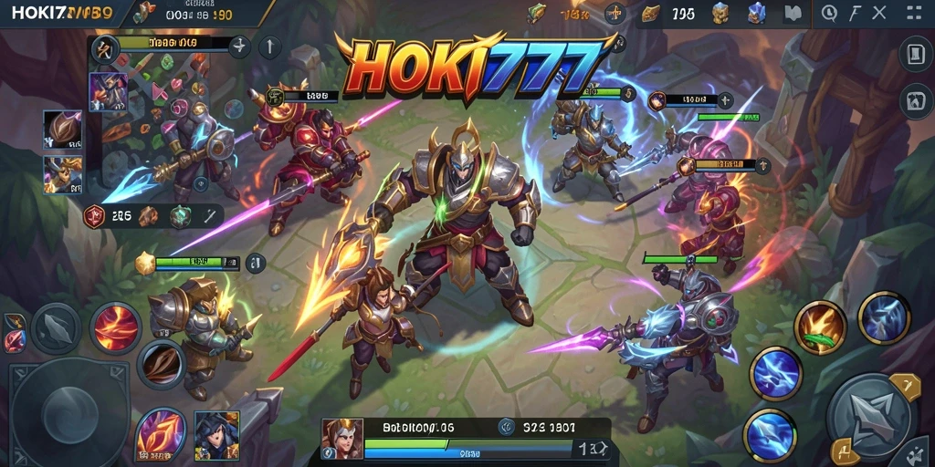 Screenshot gameplay HOKI777 menampilkan aksi seru dalam arena MOBA.