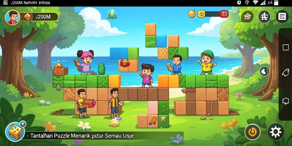 Tampilan gameplay J200M yang penuh tantangan Puzzle dan antarmuka menarik.