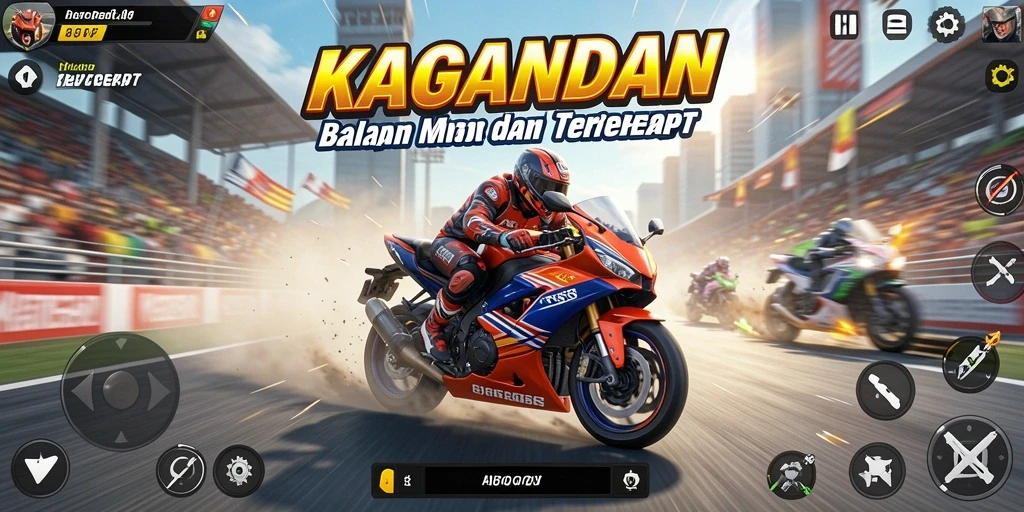 Tampilan gameplay mendebarkan dari KAGANDAN saat balapan motor.