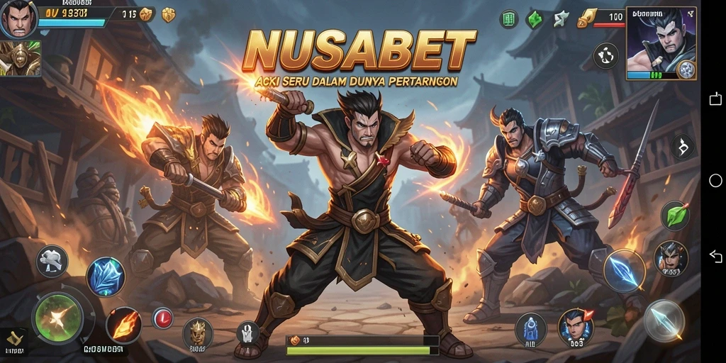 Screenshot gameplay NUSABET menunjukkan aksi pertarungan yang mendebarkan.
