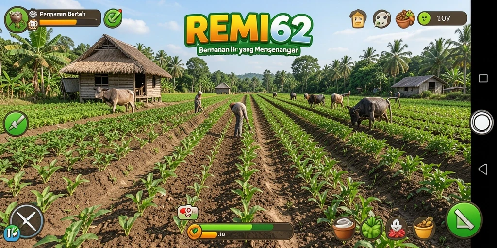 Tampilan gameplay REMI62 yang menakjubkan saat bertani.
