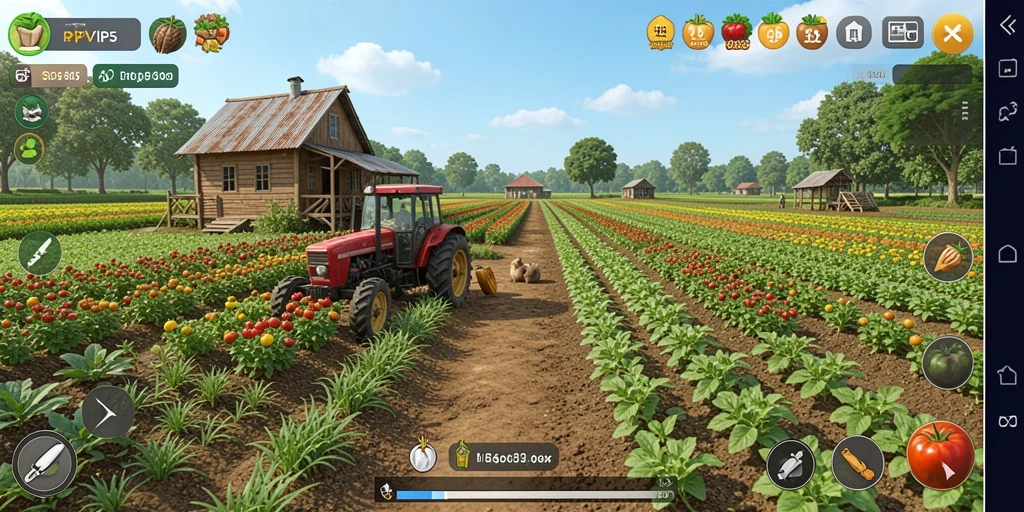 Tampilan gameplay RPVIP5 yang menampilkan suasana pertanian.