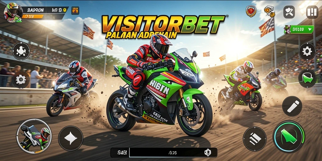 Gameplay mendebarkan di lintasan balap motor.