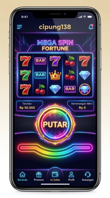 Screenshot aplikasi cipung138 yang menunjukkan navigasi yang sederhana.